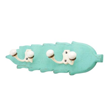 Sea Green Cream Double Loop Ceramic Iron Wooden Hooks